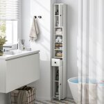 Goplus colonne de salle de bain haute armoire de rangement etroite 1 tiroir 5 etagres rglables structure ...