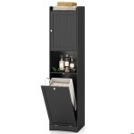 Goplus colonne de salle de bain meuble haut et troit avec sac  linge amovible 48l tagre rglable ...