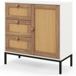 Goplus commode à 3 tiroirs & 1 porte en rotin - 3 étagères & pieds surélevés en métal - meuble de rangement in ... Goplus commode à 3 tiroirs & 1 porte en rotin - 3 étagères & pieds surélevés en métal - meuble de rangement in ...