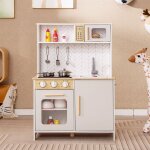 Goplus cuisine pour enfants en bois avec lumires et sons cuisinire ustensiles de cuisine cadeau pour ...