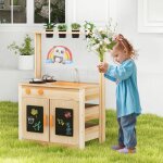 Goplus cuisine pour enfants en bois avec pots de plantation panneau acrylique accessoires jeu de cuisine ...