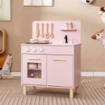 Goplus cuisine de jeu pour enfants en bois cuisini�re lumineuse et sons de cuisine accessoires de cuisine ...