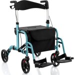 Goplus déambulateurs - fauteuil roulant pliable 2 en 1 aide à la marche en aluminium avec 6 hauteurs ... Goplus déambulateurs - fauteuil roulant pliable 2 en 1 aide à la marche en aluminium avec 6 hauteurs ...