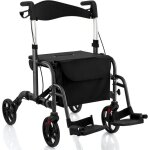 Goplus déambulateurs - fauteuil roulant pliable 2 en 1 aide à la marche en aluminium avec 6 hauteurs ... Goplus déambulateurs - fauteuil roulant pliable 2 en 1 aide à la marche en aluminium avec 6 hauteurs ...