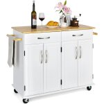 Goplus desserte de cuisine � roulettes verrouillables - 2 tiroirs2 porte - serviettes2 armoires � double ...