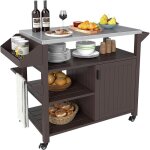 Goplus desserte de jardin � roulettes desserte barbecue avec plan de travail en acier inox. 116x50x87cm ...