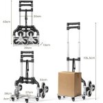 Goplus diable pliable 3 roues en aluminiumchariot d?escalier avec corde de fixation poigne tlescopique ...