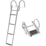 Goplus �chelle de piscine ponton � 4 marches �chelle de bateau pliante avec rampes courb�es p�dales antid�rapa ...