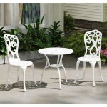 Goplus ensemble de bistrot 3pcs - table ronde et chaises � haut dossiermotif d�licattrou pour parasol ...