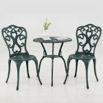 Goplus ensemble de bistrot 3pcs - table ronde et chaises � haut dossiermotif d�licattrou pour parasol ...