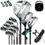 Goplus ensemble clubs de golf 11 pi�ces driver 460cc 1 bois de parcours 3 hybride 5 fers 5 6 7 8 9 s ...