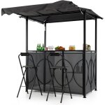 Goplus ensemble meuble de barbecue exterieur abri barbecue jardin avec 2 tabourets pliants 4 rang�es ...