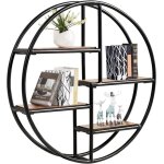 Goplus Étagère murale ronde avec 4 étagères en bois et métal 55x55x11cm - design industriel - décoration ... Goplus Étagère murale ronde avec 4 étagères en bois et métal 55x55x11cm - design industriel - décoration ...