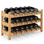 Goplus �tag�re � vin en bambou � 3 niveaux pour 18 bouteilles de vin - organisateur de bouteilles de ...