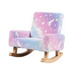 Goplus fauteuil  bascule bb 3 - 5 ans charge 45kg - rembourr en flanelle avec base en bois massif ...