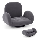 Goplus fauteuil de sol pivotant et pliable avec dossier ajustable  3 positions et accoudoirs rglables ...