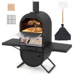 Goplus four � pizza � bois avec pierre � pizza de 31 cm pelle � pizza grille de cuisson thermom�tre & ...
