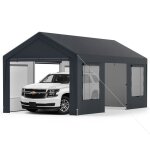 Goplus grand abri pour vhicule carport rsistant aux intempries avec couverture et 8 parois amovibles ...