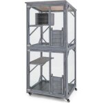 Goplus grande cage pour chat enclos ext�rieur sur roues avec bo�te de repos 2 plateformes toit en asphalte ...
