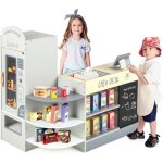 Goplus jeu de supermarch� en bois autoportant pour enfants tableau noir distributeur automatique pour ...