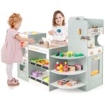 Goplus jouet dimitation - marchande - picerie pour enfants en bois avec accessoires alimentaires pour ...
