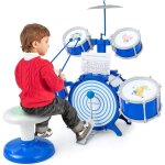 Goplus kit de batterie de jazz pour enfants avec 5 tambours 1 cymbale 2 baguettes 1 pupitre et pdale ...