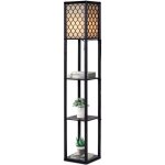 Goplus lampadaire intrieur 16m avec tablettes de rangement  3 niveauxabat - jour en tissu ampoule e27 ...