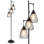 Goplus lampadaire style industriel - lampe sur pied avec 3 abat - jours en forme de diamant en mtal ...