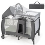 Goplus lit parapluie 4 en 1 pliable pour bébé avec table à langer / matelas2 roues verrouillablesjouets ... Goplus lit parapluie 4 en 1 pliable pour bébé avec table à langer / matelas2 roues verrouillablesjouets ...