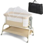 Goplus lit parapluie avec inclinaison & 6 hauteurs rglables berceau de chevet avec matelas & moustiquaire ...