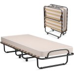 Goplus lit pliant 190x80x37cm avec matelas en mémoire de forme - charge 120kg - cadre en acier / 15 lattes ... Goplus lit pliant 190x80x37cm avec matelas en mémoire de forme - charge 120kg - cadre en acier / 15 lattes ...