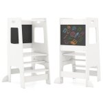 Goplus marchepied enfants avec tableau noir sans bpa - tour dapprentissage avec rail de scurit - 60x49x915cm ...
