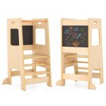 Goplus marchepied enfants avec tableau noir sans bpa - tour dapprentissage avec rail de scurit - 60x49x915cm ...