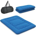 Goplus matelas futon japonais 2 personnes 140x200cm - lit de couchage enroulable de sol et portable avec ...