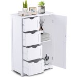 Goplus meuble bas de salle de bain avec 4 tiroirs anti - basculement & tagre rglable 56x30x82cm blanc ...