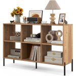 Goplus meuble  casier 6 cubes - bibliothque tagre ouverte  3 niveaux - 5 pieds en mtal - 120x35x795cm ...