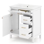Goplus meuble de rangement sous lavabo / vasque avec bassin en c�ramique porte rabattable 76x465x865cm ...