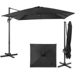 Parasol de jardin 3x3m - goplus - parasol d�port� carr� inclinable � 5 angles - rotatif � 360� - pied ...