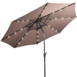 Goplus parasol de jardin d. 300cm - parasol patio droit inclinable 24 led solaire - poteau mtallique ...