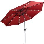 Goplus parasol de jardin d. 300cm - parasol patio droit inclinable 24 led solaire - poteau mtallique ...