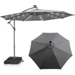 Goplus parasol de jardin avec 32 lampes solaires parasol d�port� inclinable �300cm avec pied de support ...