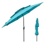 Goplus parasol de jardin inclinable avec manivelle - toit tripl� ventil� - angle r�glable de 30� - turquoise ...