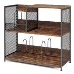 Goplus petit meuble rangement pour platine vinyle  3 niveaux83x36x765cm - 3 sparateurs amovibles et ...