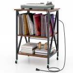 Goplus petit meuble de rangement roulant pour tourne - disque et disques vinyles à 3 niveaux avec station ... Goplus petit meuble de rangement roulant pour tourne - disque et disques vinyles à 3 niveaux avec station ...