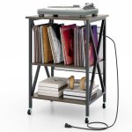 Goplus petit meuble de rangement roulant pour tourne - disque et disques vinyles à 3 niveaux avec station ... Goplus petit meuble de rangement roulant pour tourne - disque et disques vinyles à 3 niveaux avec station ...