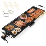 Goplus plancha �lectrique xxl 1400w thermostat ajustable plancha grille table antiadh�sive & lavable ...