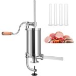 Goplus poussoir  saucisses vertical professionnel 15l - en acier inoxydable - avec 4 tubes (15mm19mm22mm25mm) ...