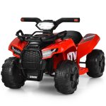 Goplus quad buggy lectrique enfants 15 - 3 ans 6v effets sonores lumineux led klaxon charge 20kg rouge ...
