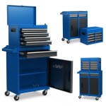 Goplus servante d?atelier avec coffre amoviblecoffre  outils roulant avec 5 tiroirs / armoire rglablepour ...
