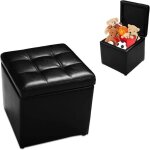 Goplus sige de rangement bote 40 x 40 x 40 cm coffre de rangement banc cube pouf repose - pied en cuir ...